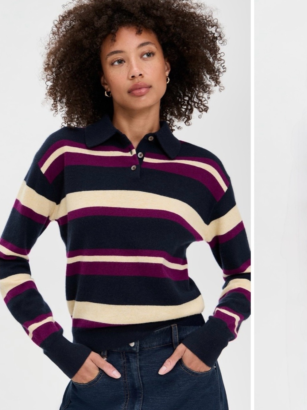 Guest in Residence Collegiate Stripe Cashmere Polo NWOT